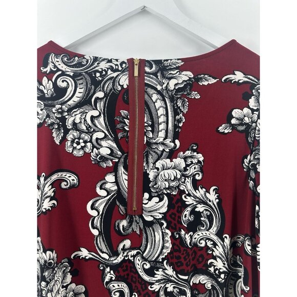 NWT Alfani Tunic Womens 2X Red Black Floral Paisley Boho Chic Whimsigoth AC27 - Picture 3 of 15